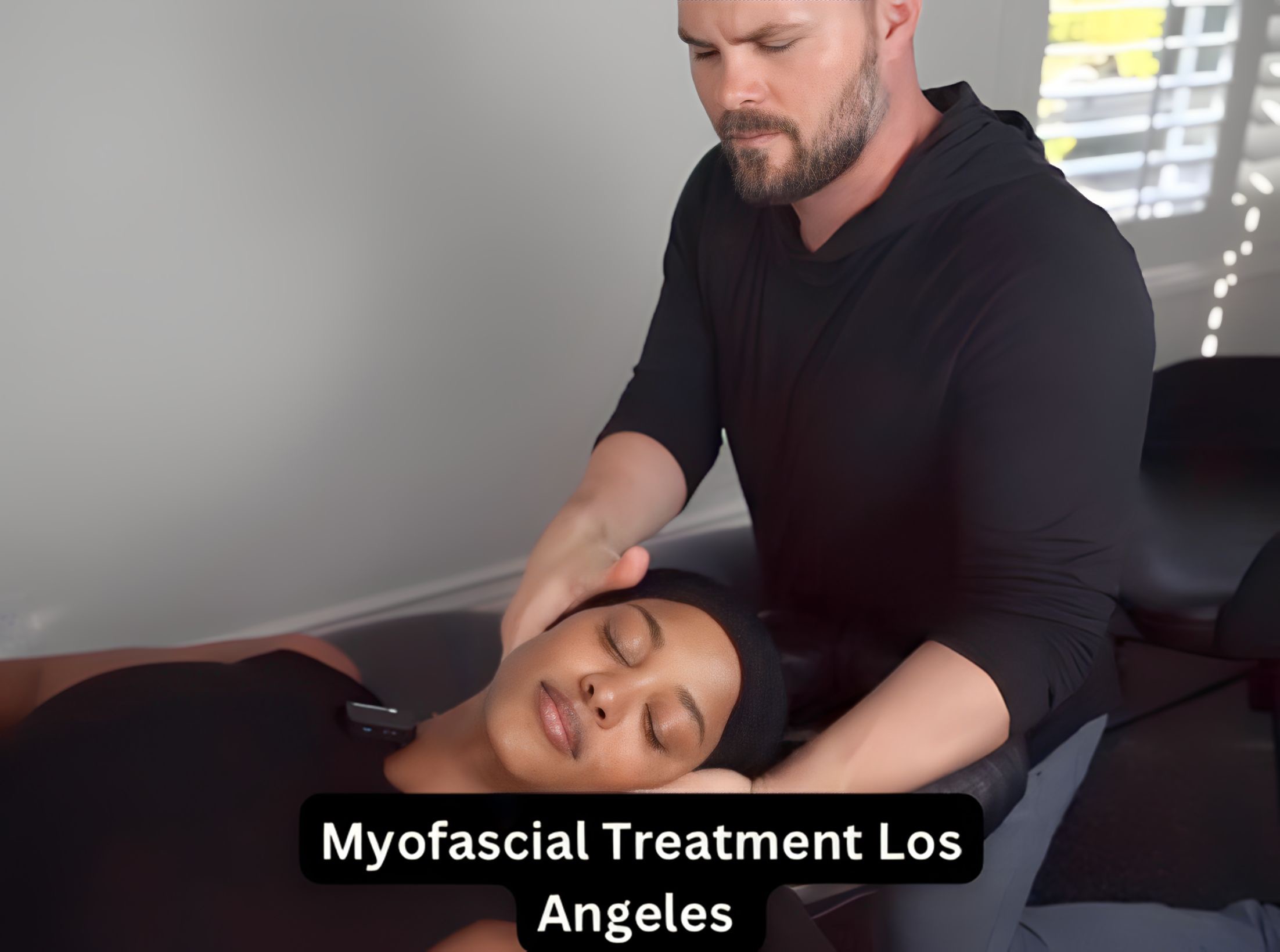 Myofascial release being performed on a neck in los angeles