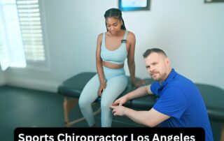 Sports Chiropractor in Los Angeles performing a knee exam on Athlete