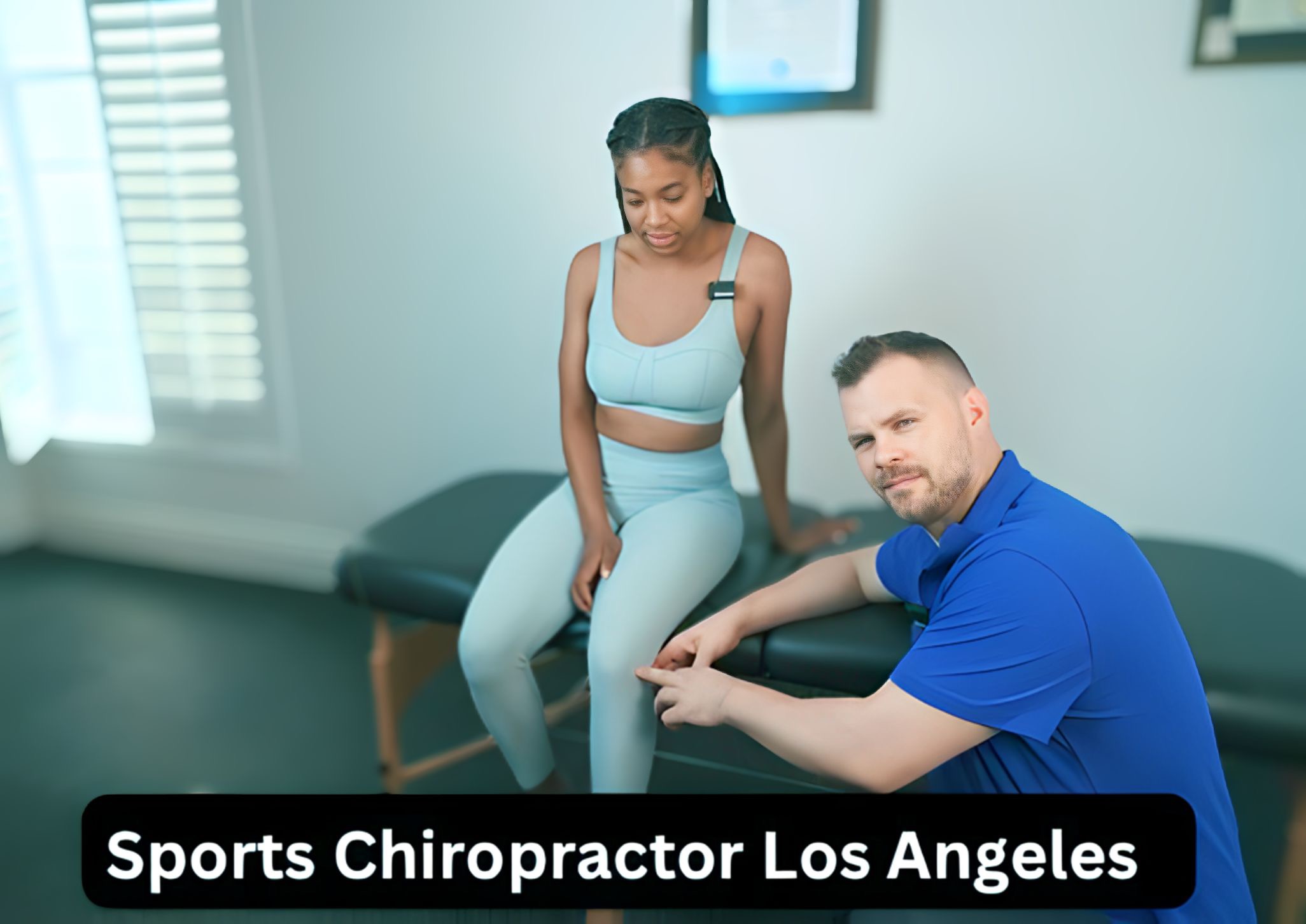 Sports Chiropractor in Los Angeles performing a knee exam on Athlete