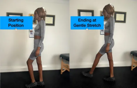 A gentle stretch for patients with pain behind the knee when they try to straighten the leg.