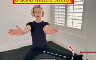 A picture demonstrating the best way to stretch the gracilis muscle