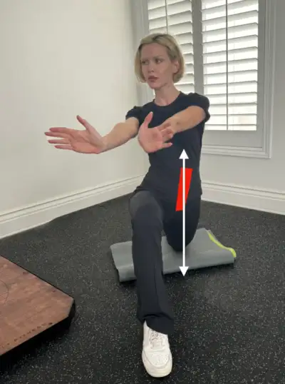 an image demonstrating an advanced myofascial stretch for the psoas muscle