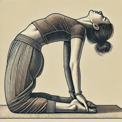 an image of the women doing a camel pose from yoga to stretch the hip flexors