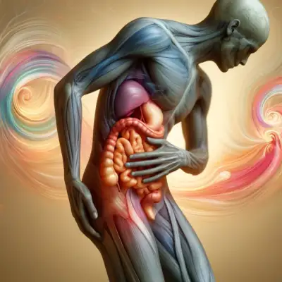 an artistic illustration showing the emotional connection between psoas dysfunction and digestion.